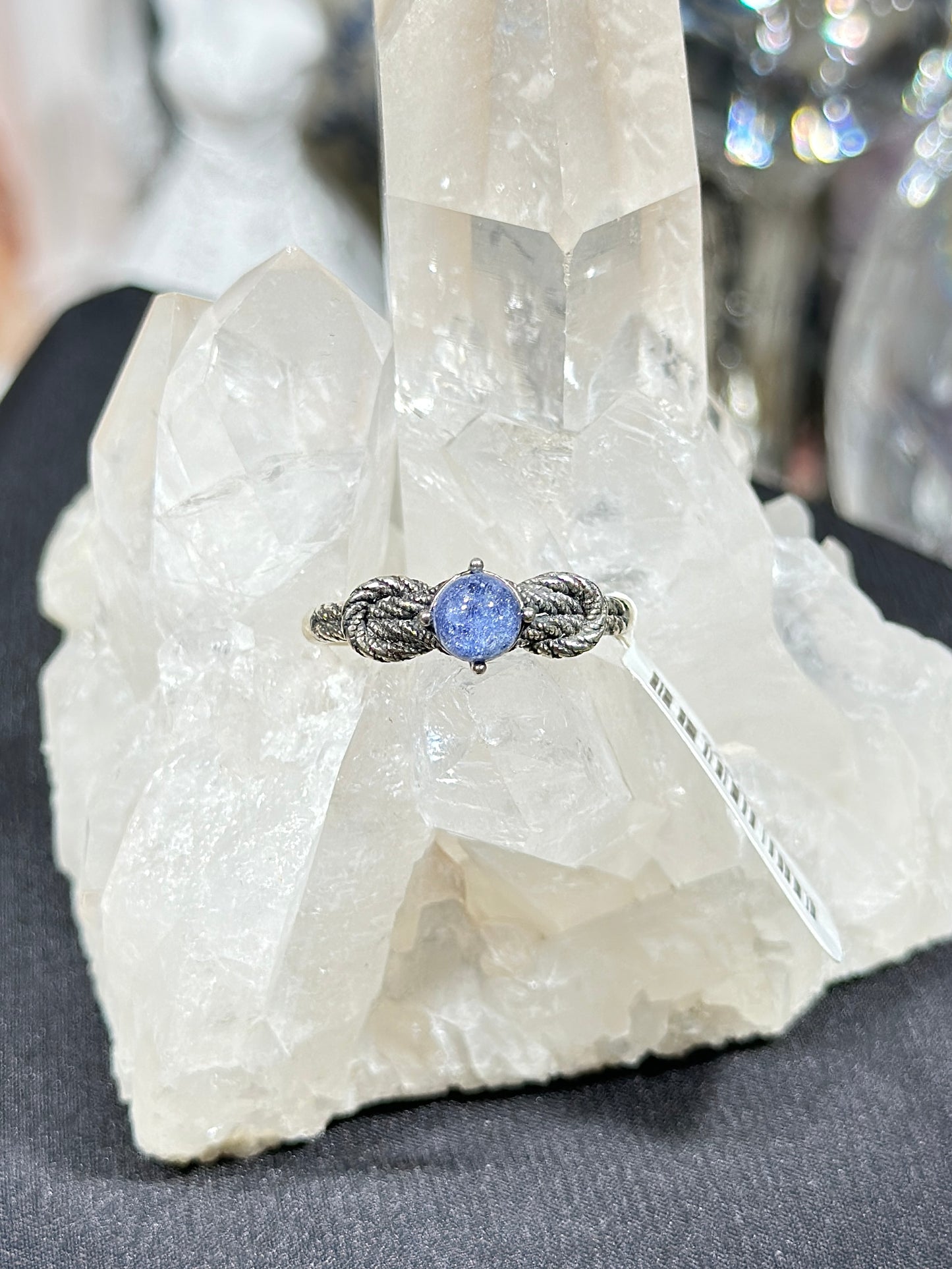 蓝线石S925银戒指