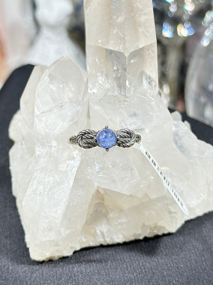 蓝线石S925银戒指