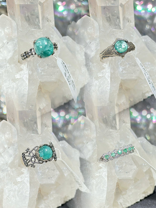 Green Emerald S925 Silver Ring