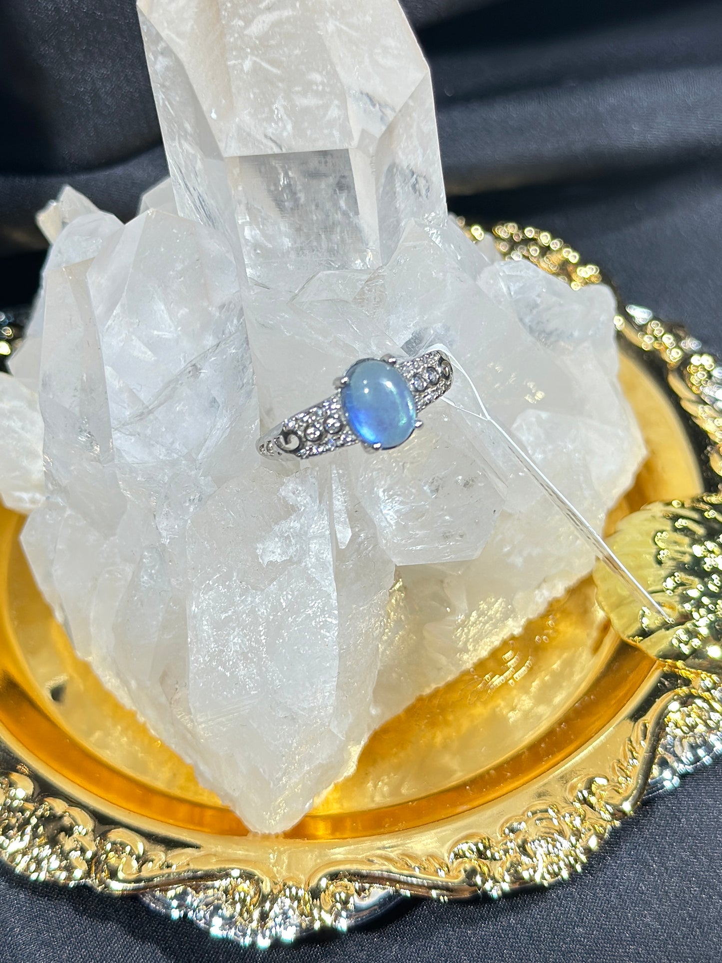 Aquamarine S925 silver ring-3