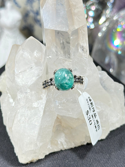 绿祖母晶S925银戒指