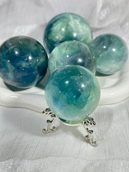 Blue green fluorite crystal ball