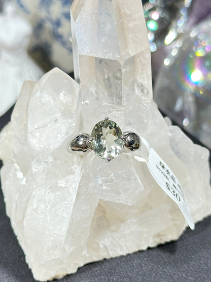 绿水晶S925银戒指