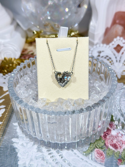 Gray Moonlight Love Wave Necklace S925 Silver