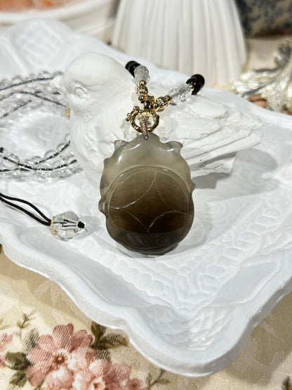 Tea crystal fox necklace
