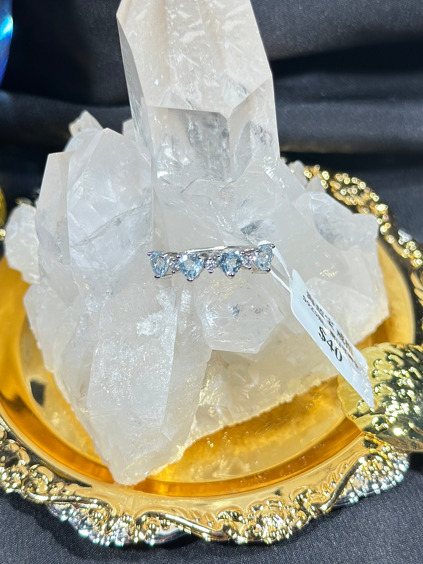 Aquamarine S925 silver ring-3