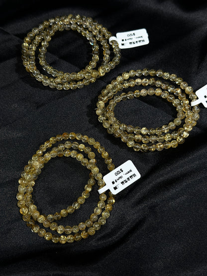 Titanium crystal golden rutilated crystal three circles