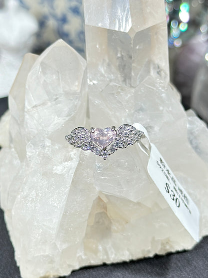 粉水晶S925银戒指