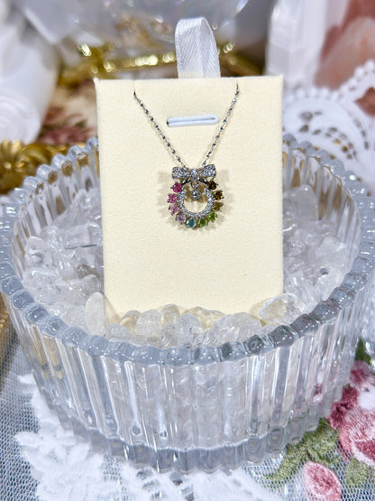 Tourmaline Butterfly Hoop Necklace S925 Silver