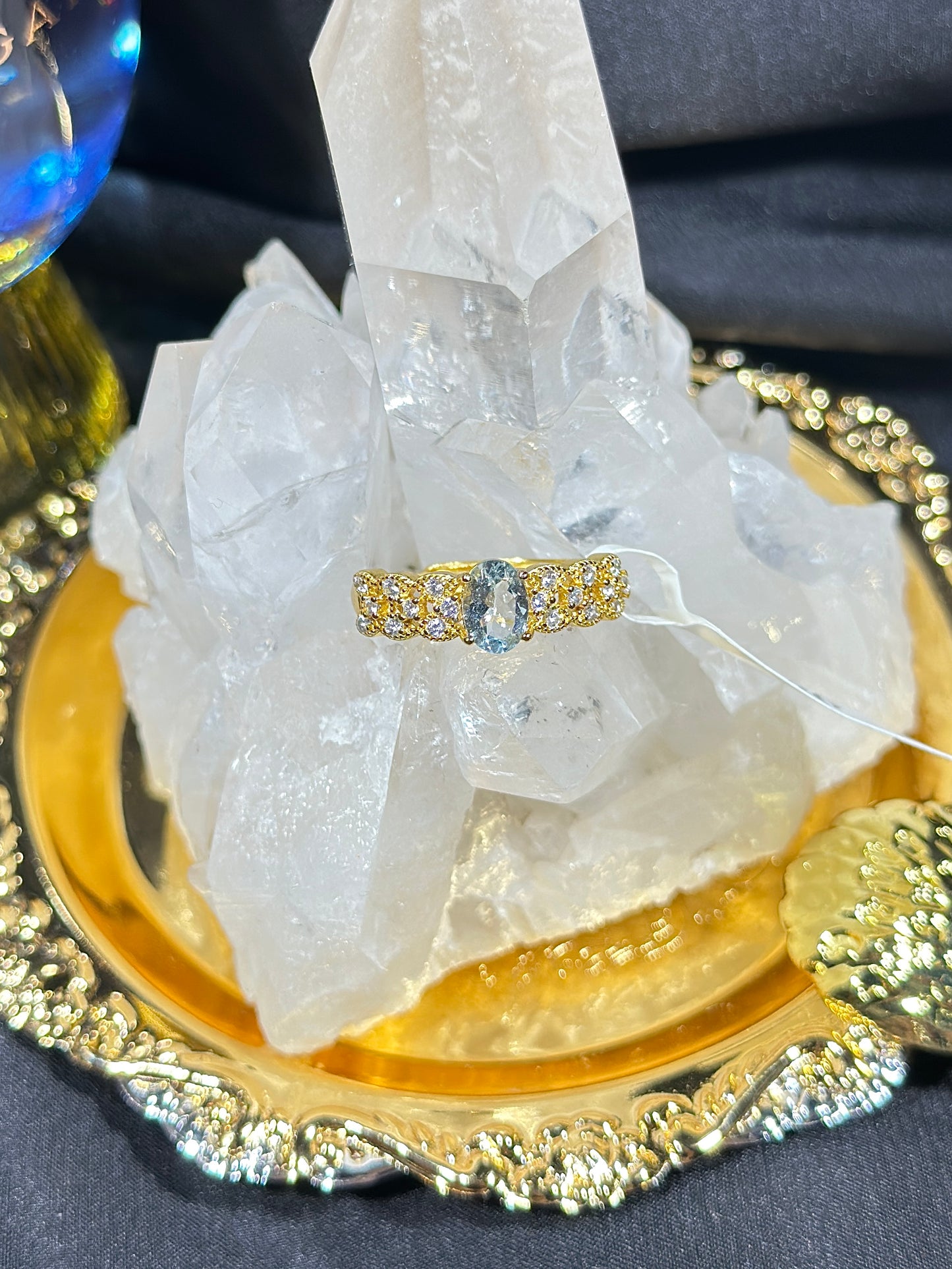 Aquamarine S925 silver ring-2