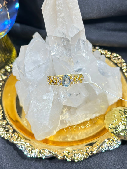 Aquamarine S925 silver ring-2