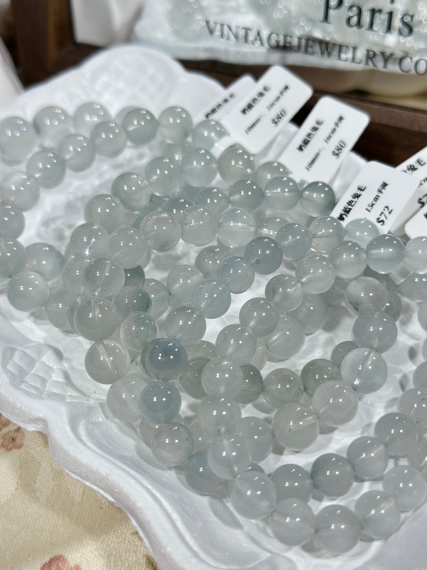 Cream blue rabbit fur