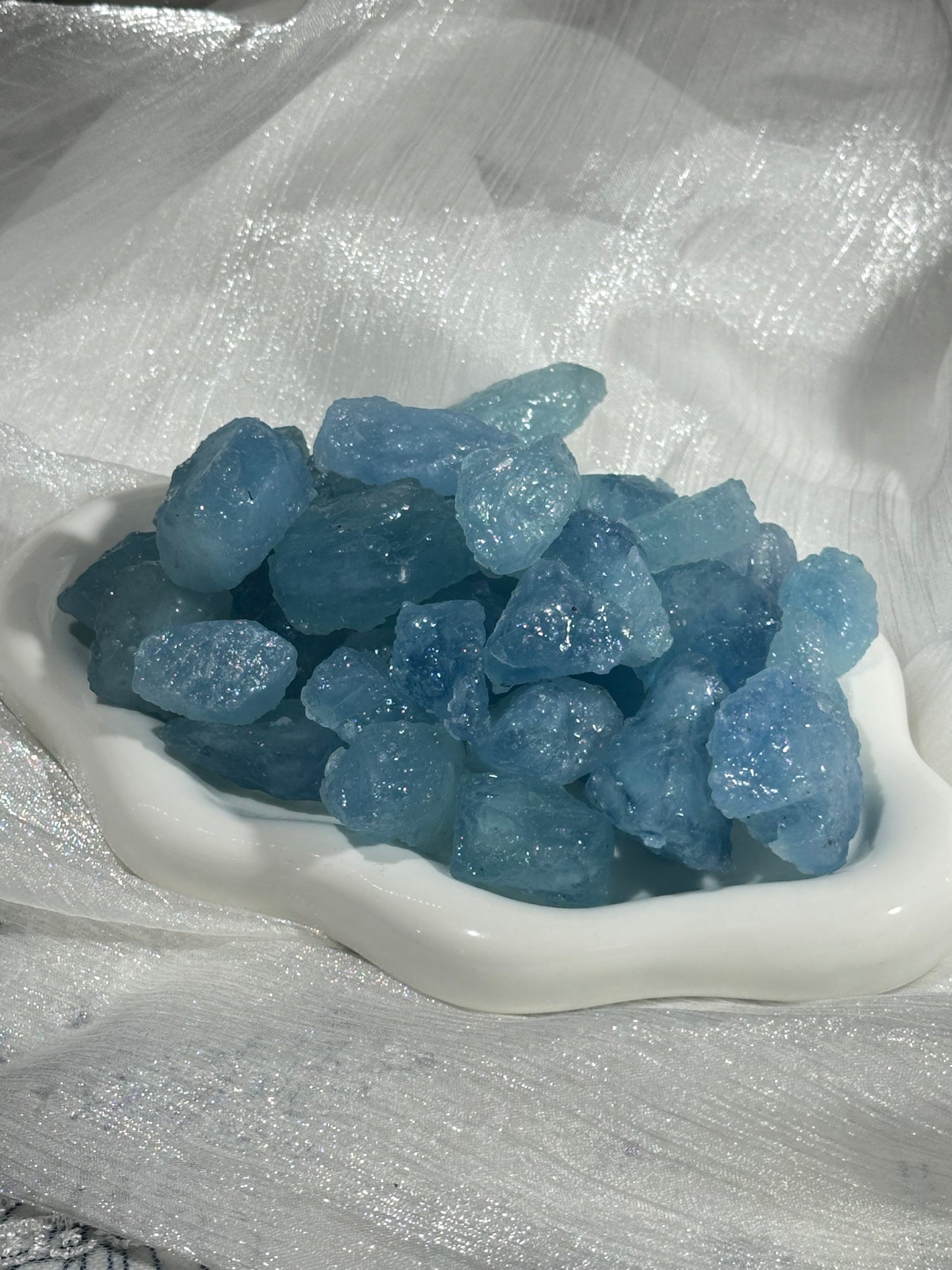 Aquamarine raw stone crushed stone
