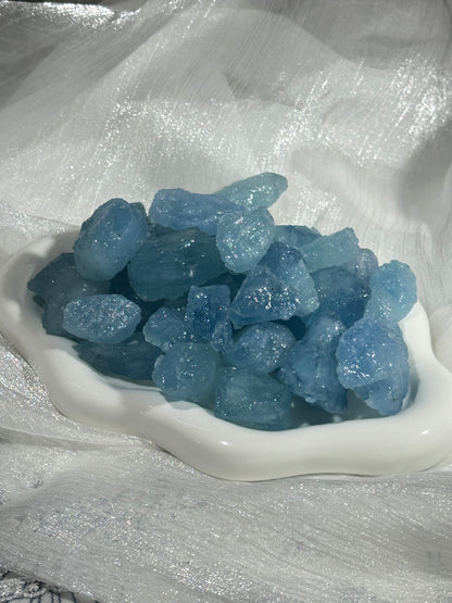 Aquamarine raw stone crushed stone