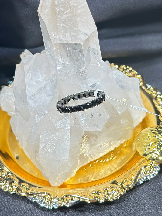 Black Spinel Obsidian S925 Silver Ring