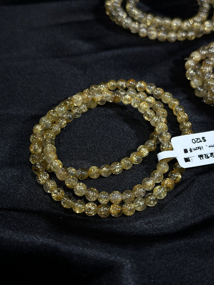 Titanium crystal golden rutilated crystal three circles