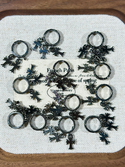 Gun black 10mm + cross spacer bead ring