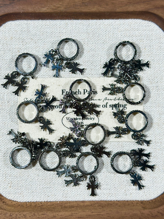 Gun black 10mm + cross spacer bead ring