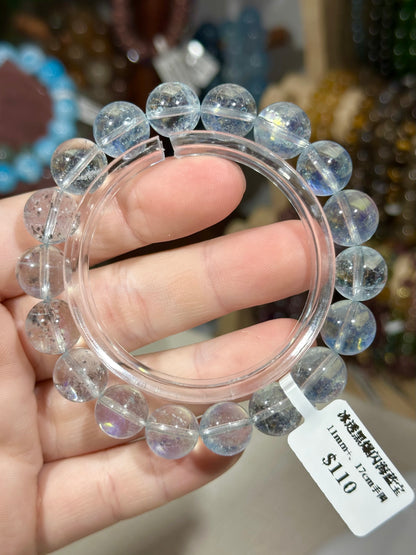 Ice-clear black glittering aquamarine crystal