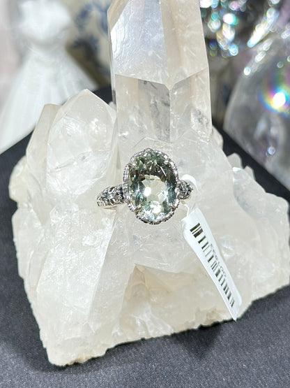 绿水晶S925银戒指