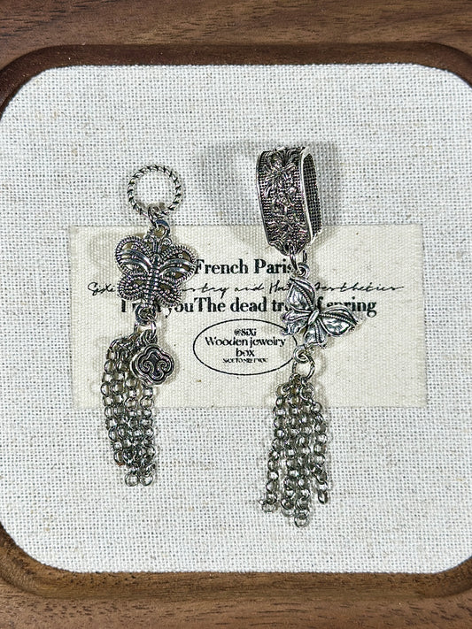 Antique silver dripping tassel accessories