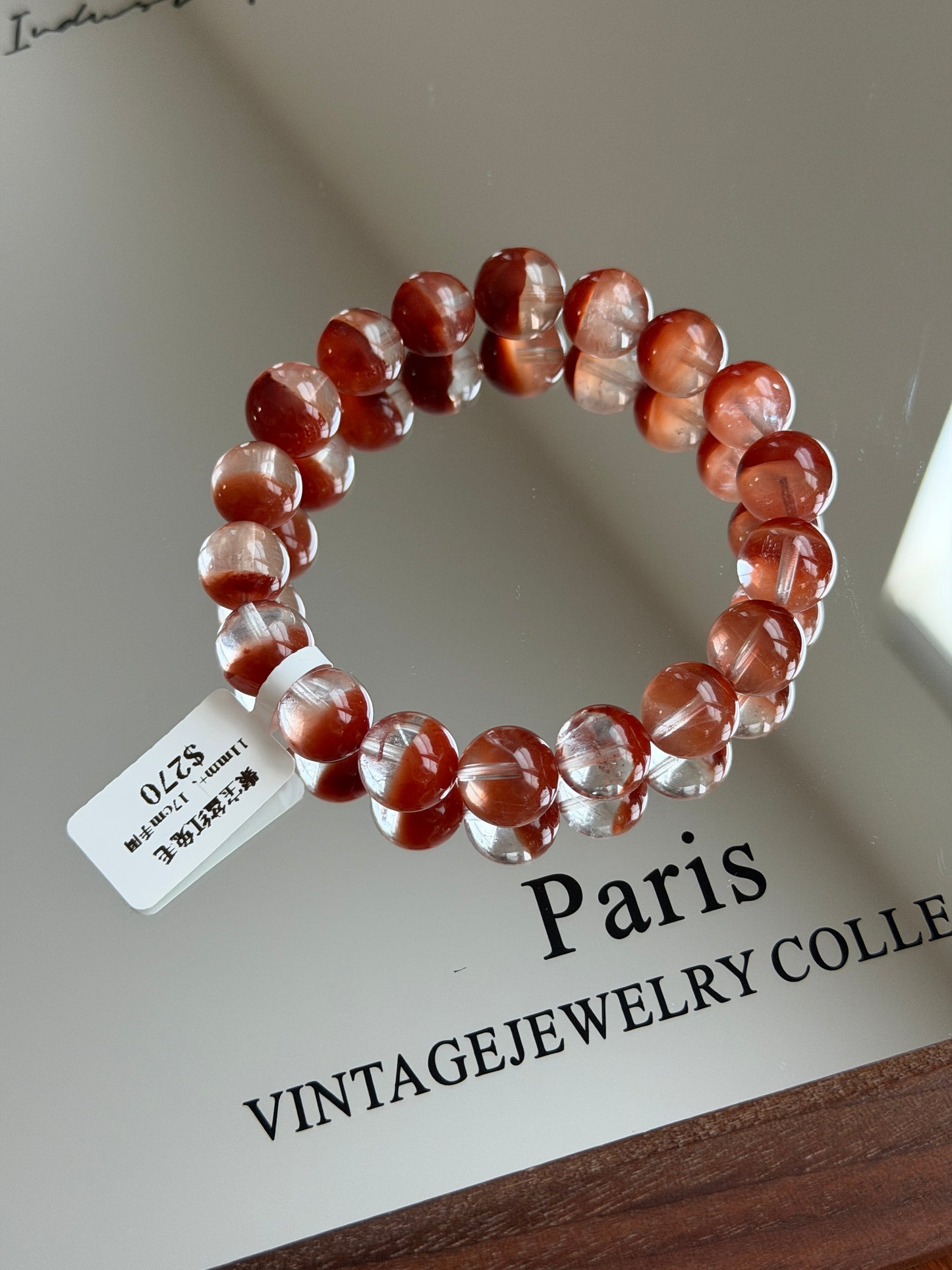 聚宝盆红兔毛水晶