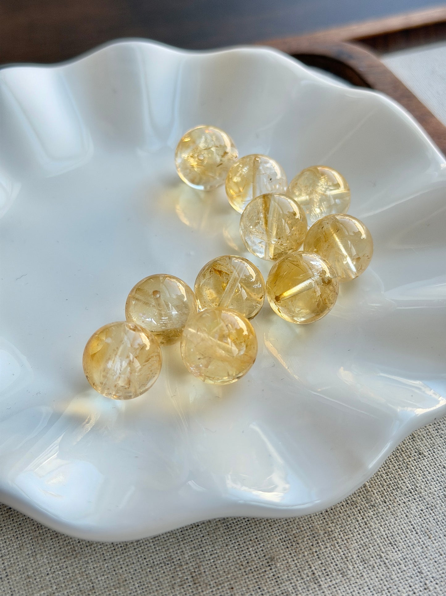 冰黄阿塞黄水晶单珠 14mm+