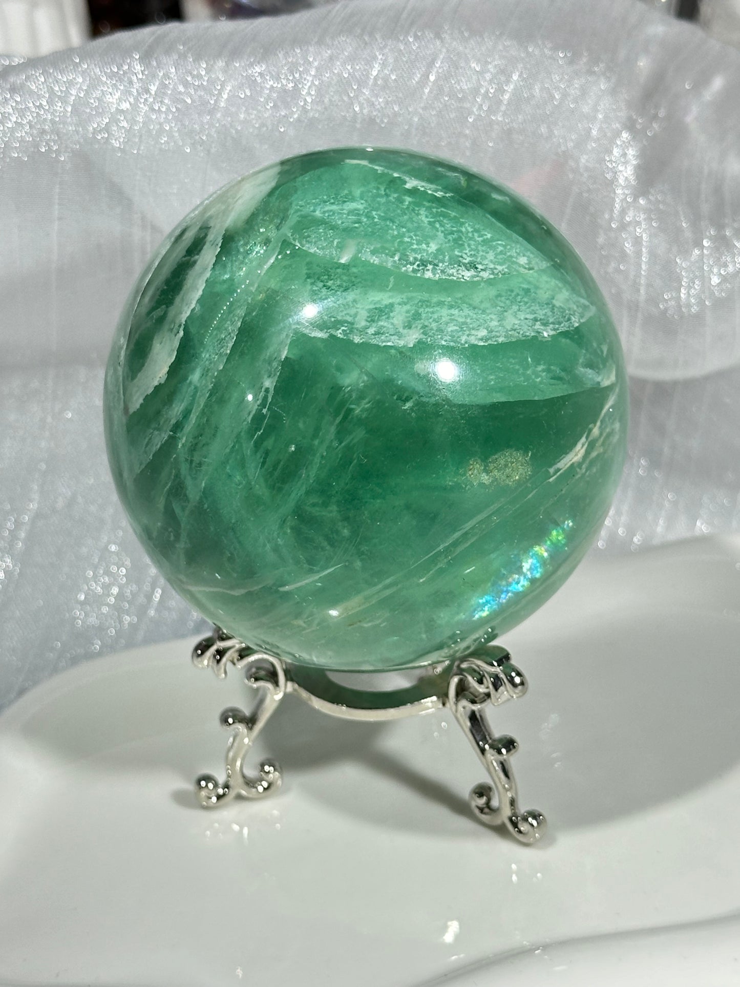 Green Fluorite Crystal Ball