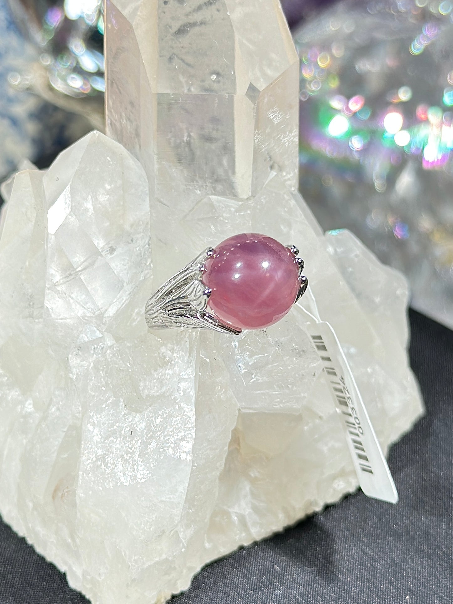 Purple Horse Pink Quartz S925 Silver Ring