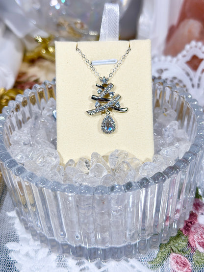 Blue Moonlight Christmas Tree Necklace S925 Silver