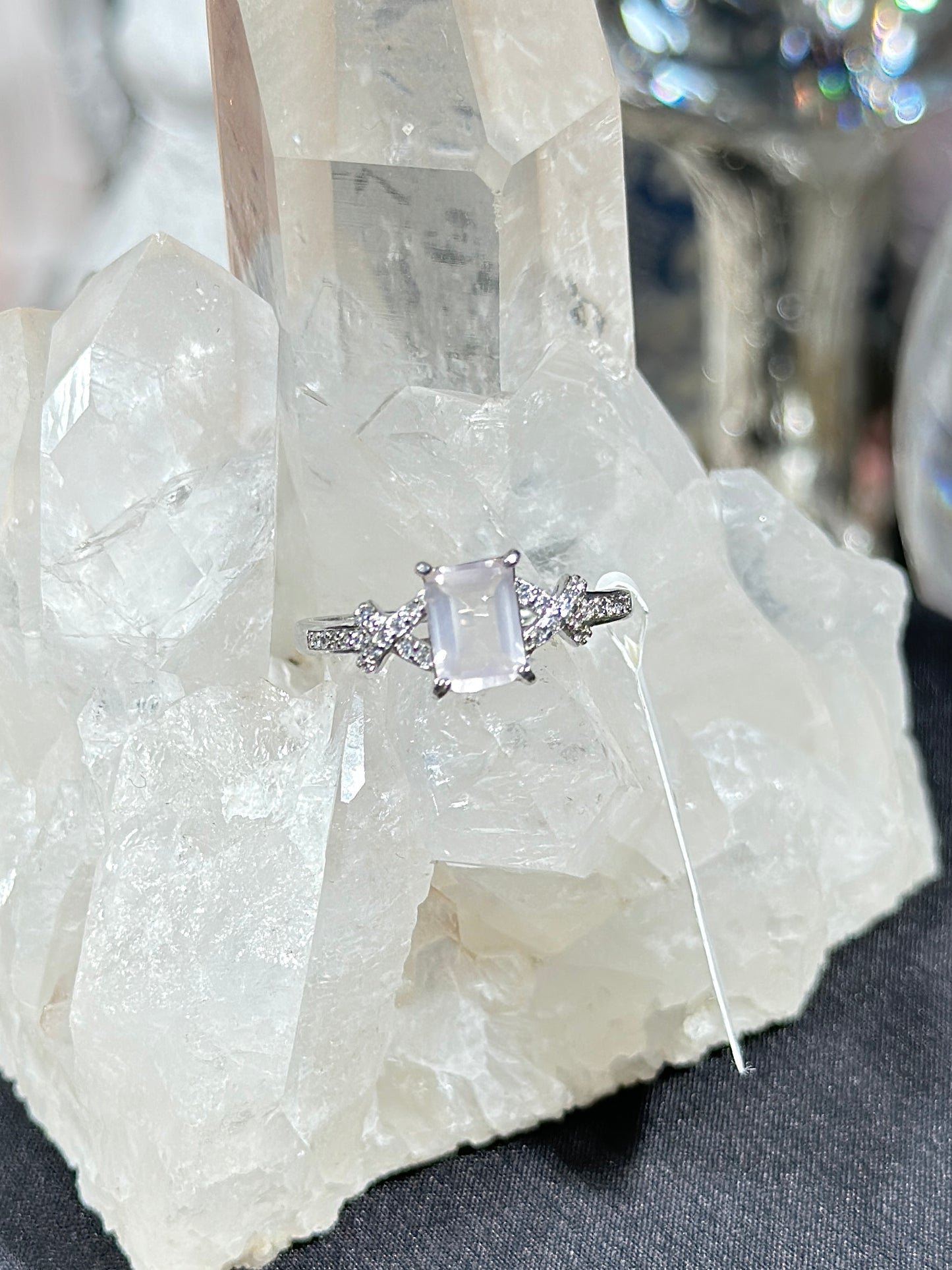 粉水晶S925银戒指