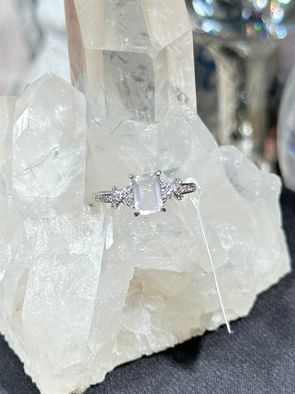 粉水晶S925银戒指