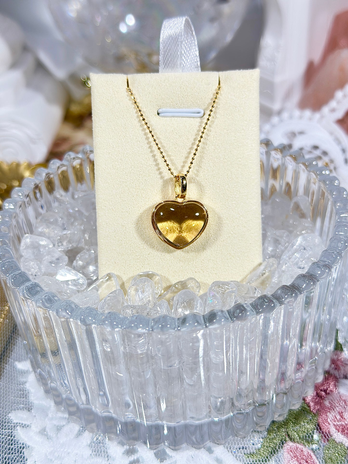 Citrine Heart Necklace S925 Silver