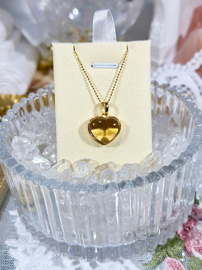 Citrine Heart Necklace S925 Silver