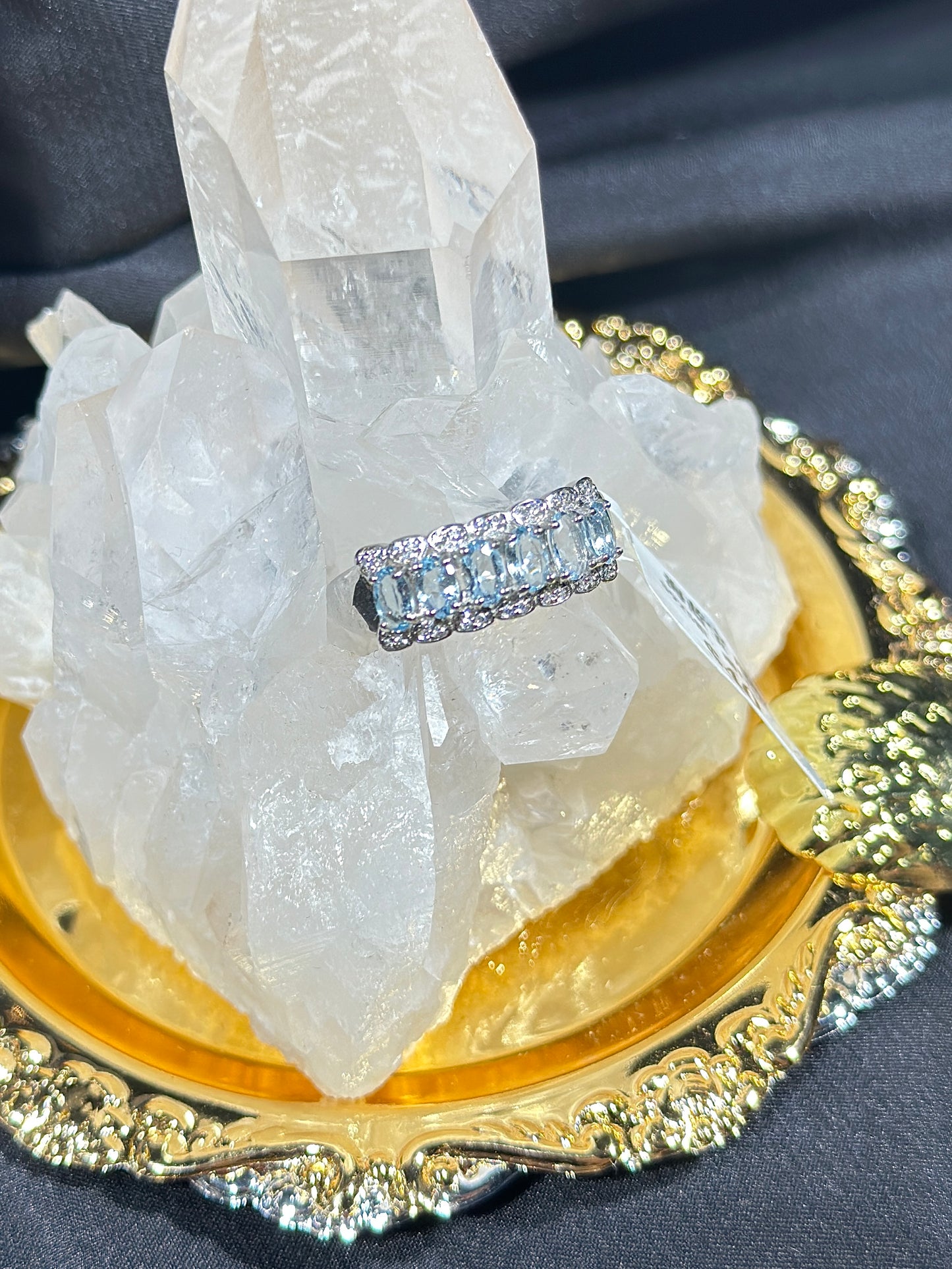 Aquamarine S925 silver ring-3