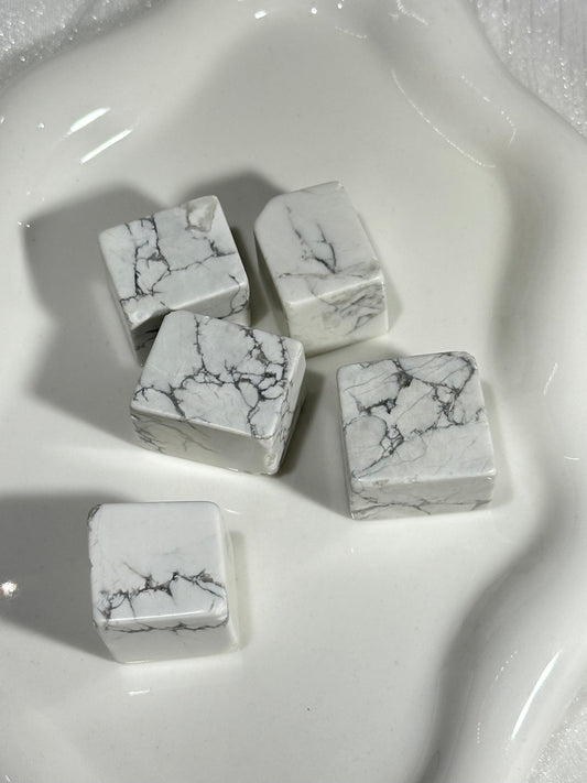White turquoise sugar cube raw stone