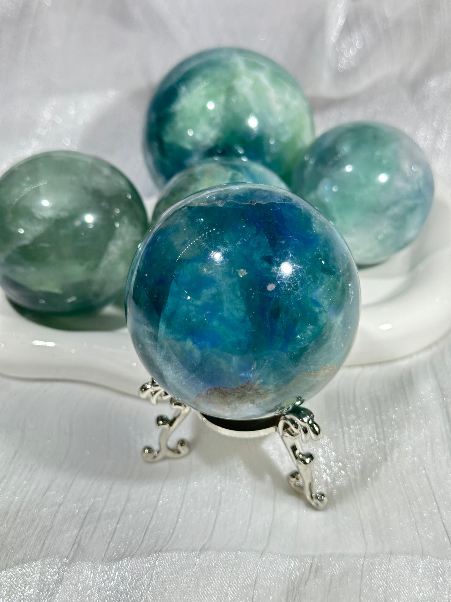 Blue green fluorite crystal ball