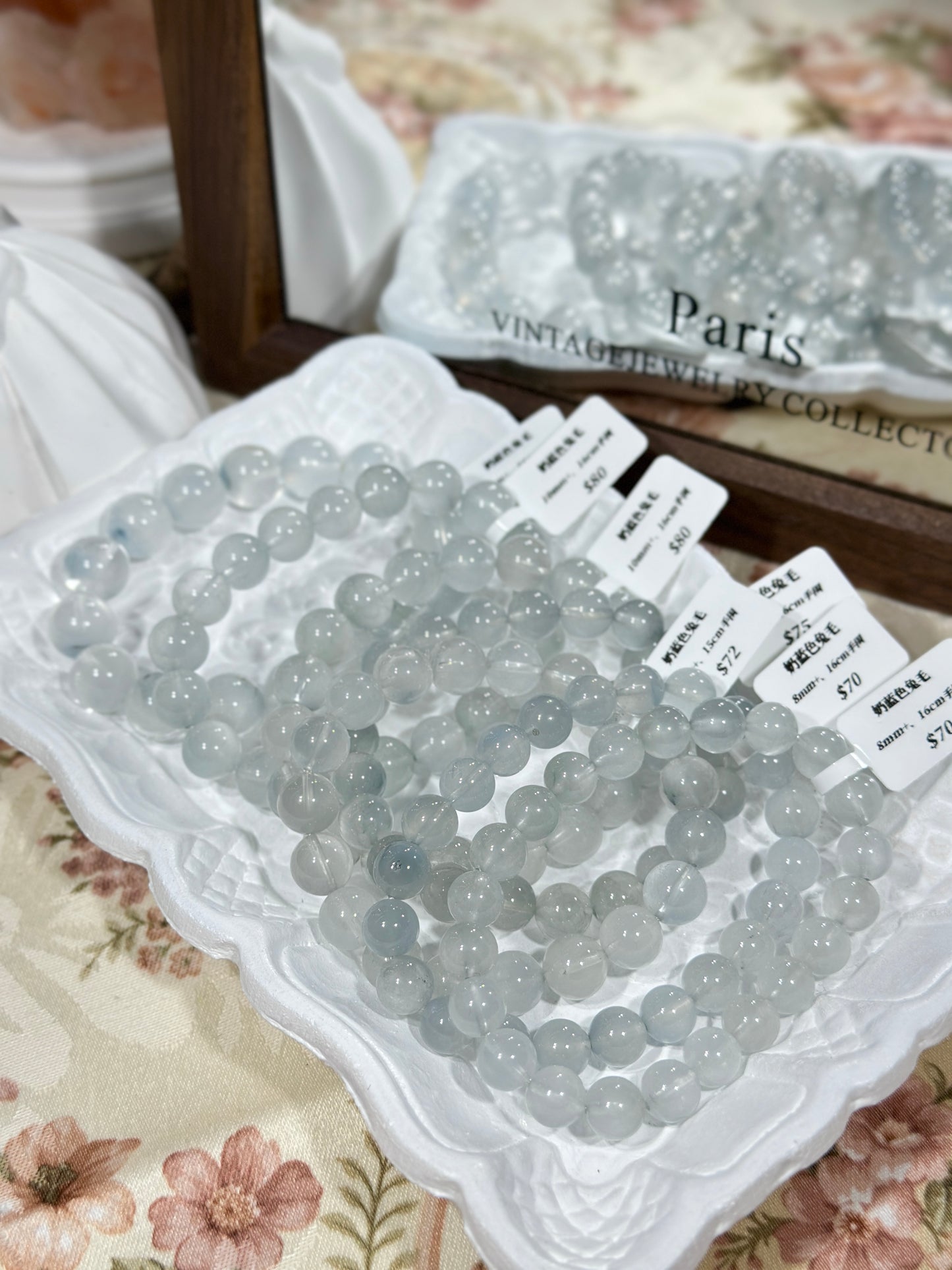 Cream blue rabbit fur