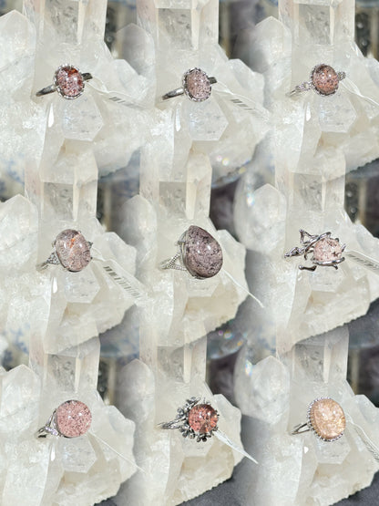 Purple Pink Ghost Crystal S925 Silver Ring