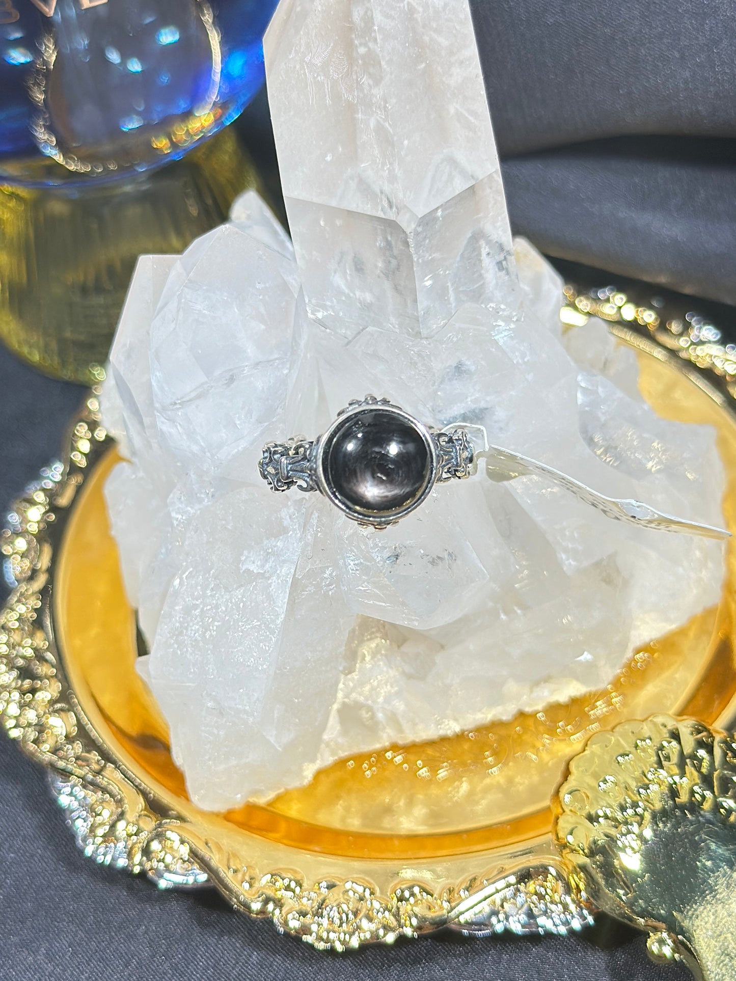 Gold Luck Stone S925 Silver Ring-1