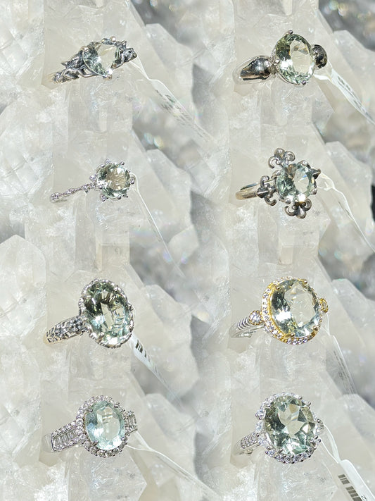 Green crystal S925 silver ring