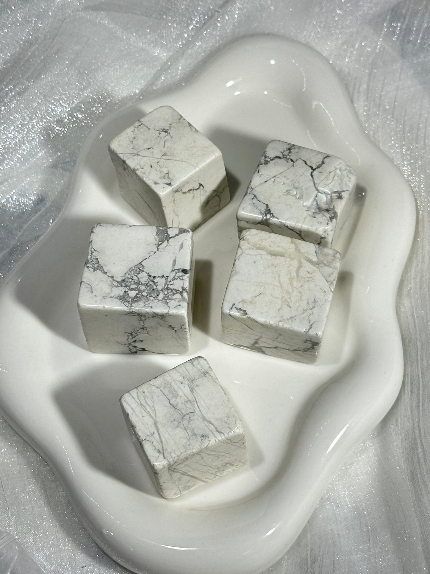 White turquoise sugar cube raw stone
