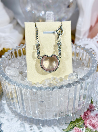 Rose Quartz Moon Necklace S925 Silver