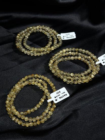 Titanium crystal golden rutilated crystal three circles