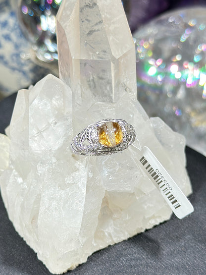 铜发晶S925银戒指