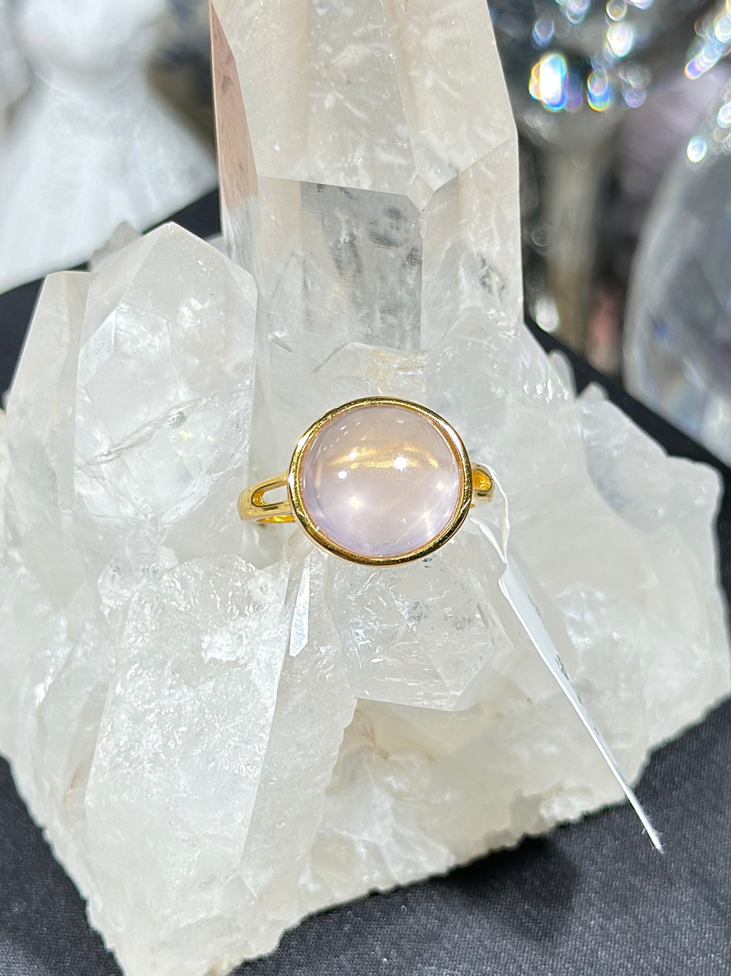 粉水晶S925银戒指