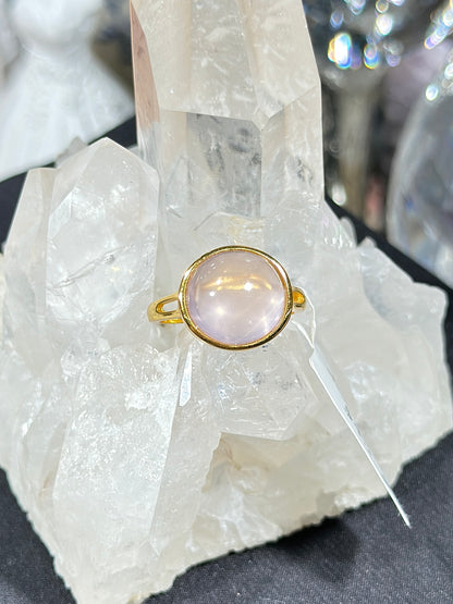 粉水晶S925银戒指