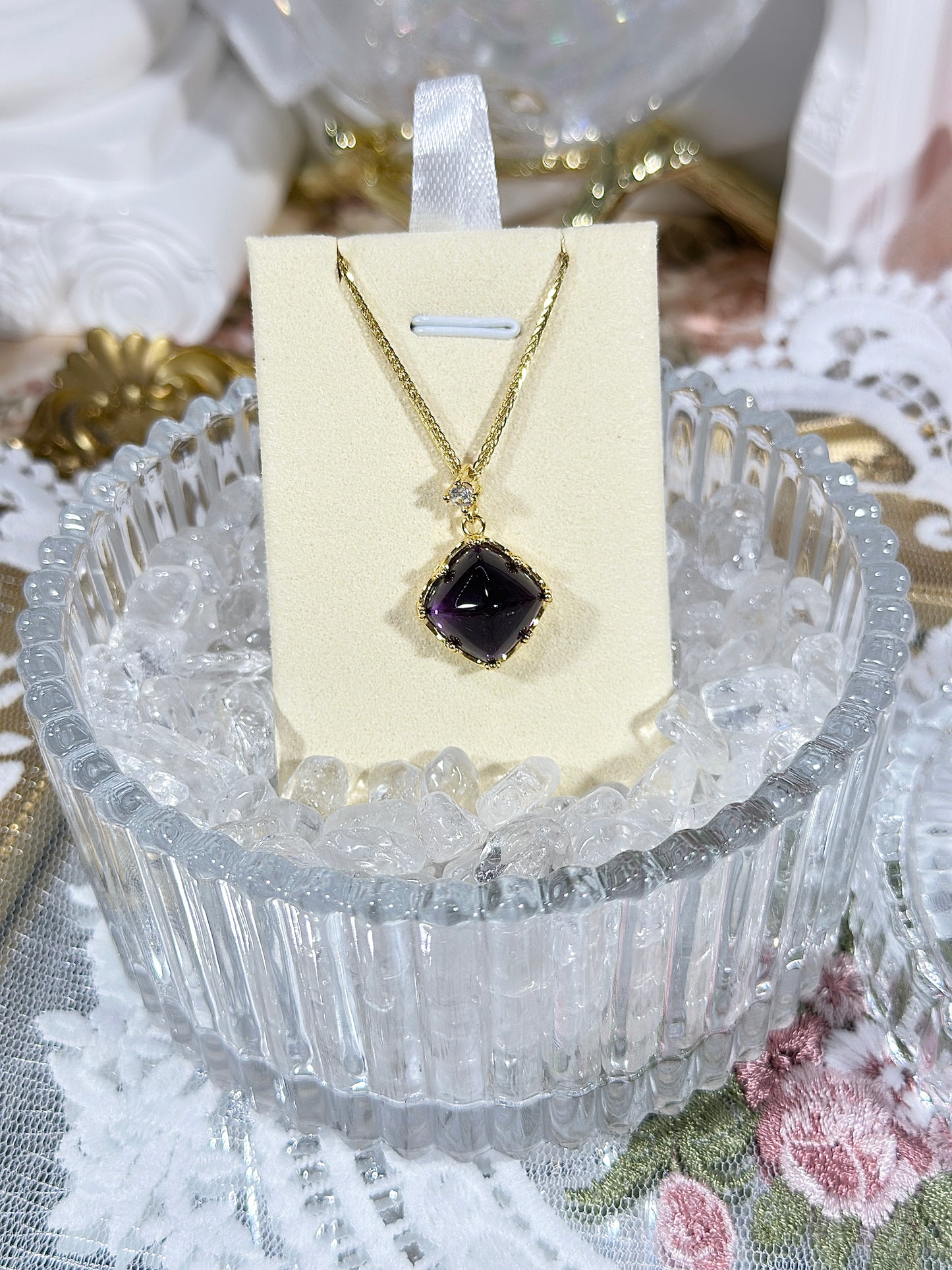 Amethyst Sugar Tower Necklace S925 Silver