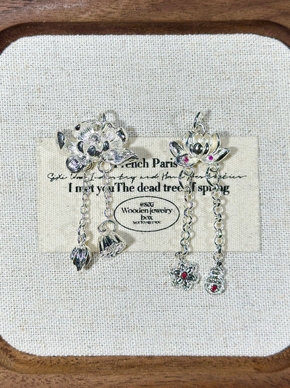 Bright silver lotus tassel drip