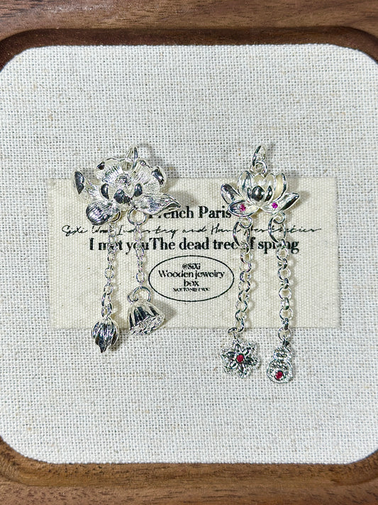 Bright silver lotus tassel drip